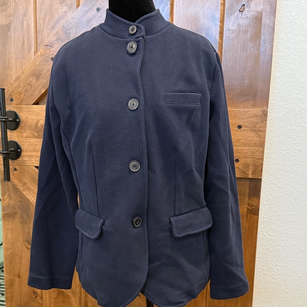 Banana Republic Women's Navy Knit Button-Up Jacket Size Large
